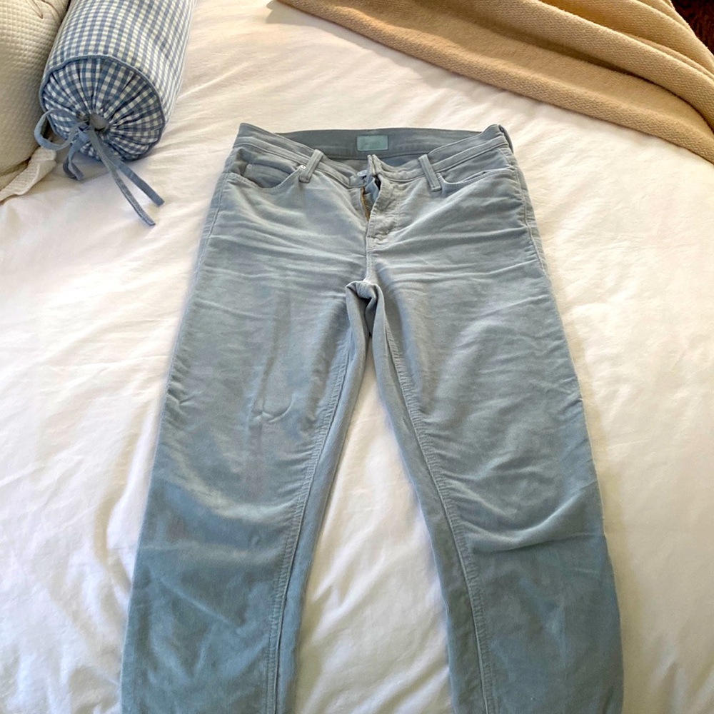 Mother mid rose dazzler blue corduroys, size 25